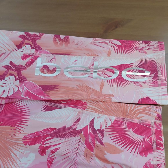 Bebe Sports  Pink/Orange Left Print Leggings  Size L - Picture 3 of 8